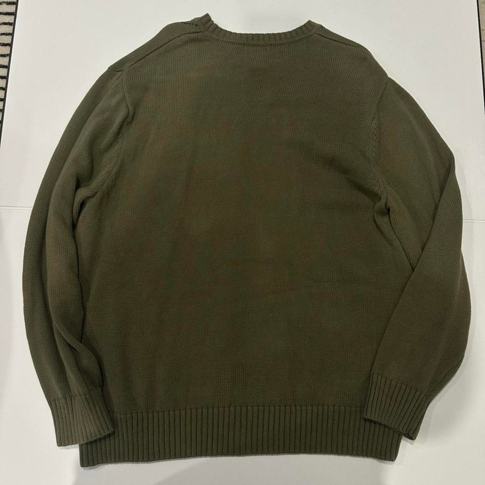DOCKERS Knit Crewneck 100% cotton olive green beige sweater men's X-Large - Picture 3 of 4